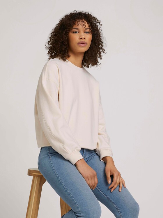 Oversized SweaT-Shirt mit Bio-Baumwolle - Frauen - soft creme beige Oversized SweaT-Shirt mit Bio-Baumwolle - Frauen - soft creme beige - 5 - TOM TAILOR Denim