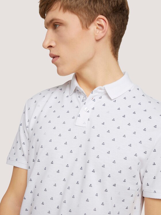 Gemustertes Poloshirt mit Bio-Baumwolle - Männer - white blue mini ship print Gemustertes Poloshirt mit Bio-Baumwolle - Männer - white blue mini ship print - 9 - TOM TAILOR Denim