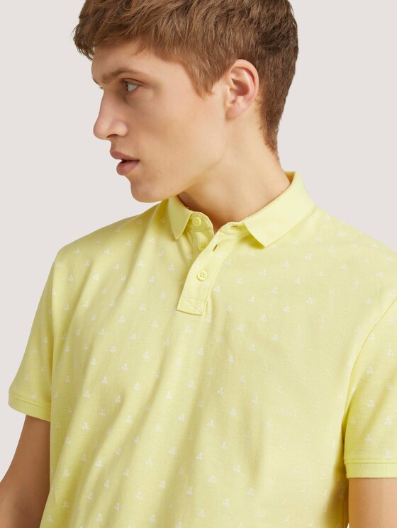 patterned polo shirt made with organic cotton - Men - yellow mini ship print patterned polo shirt made with organic cotton - Men - yellow mini ship print - 9 - TOM TAILOR Denim