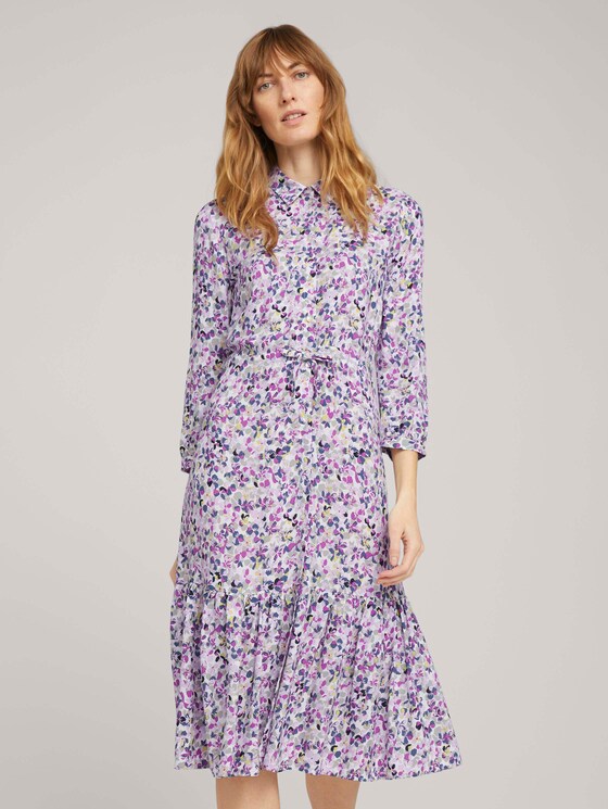 Midi blouse dress with flowers - Women - offwhite floral design Midi blouse dress with flowers - Women - offwhite floral design - 1 - TOM TAILOR