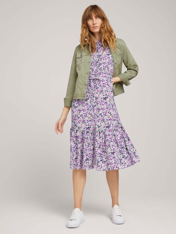 Midi blouse dress with flowers - Women - offwhite floral design Midi blouse dress with flowers - Women - offwhite floral design - 3 - TOM TAILOR