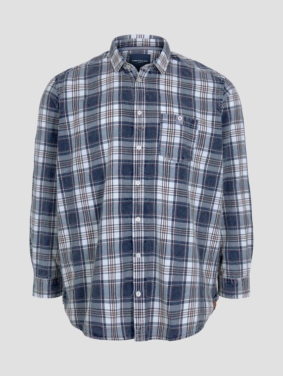 Kariertes Hemd mit Brusttasche - Männer - indigo washed check Kariertes Hemd mit Brusttasche - Männer - indigo washed check - 7 - Men Plus
