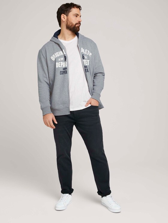 Sweatjacke mit Brustprint - Männer - Middle Grey Melange Sweatjacke mit Brustprint - Männer - Middle Grey Melange - 3 - Men Plus