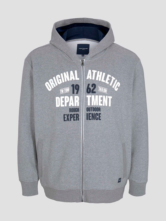 Sweatjacke mit Brustprint - Männer - Middle Grey Melange Sweatjacke mit Brustprint - Männer - Middle Grey Melange - 7 - Men Plus