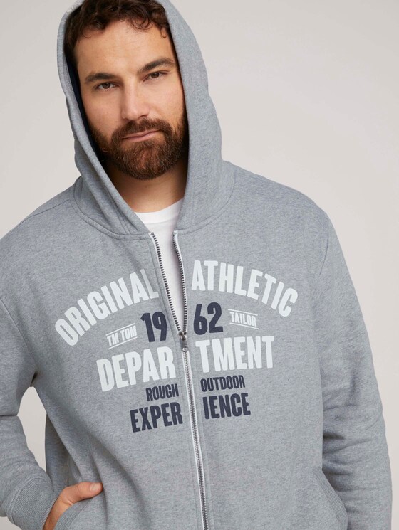 Sweatjacke mit Brustprint - Männer - Middle Grey Melange Sweatjacke mit Brustprint - Männer - Middle Grey Melange - 9 - Men Plus