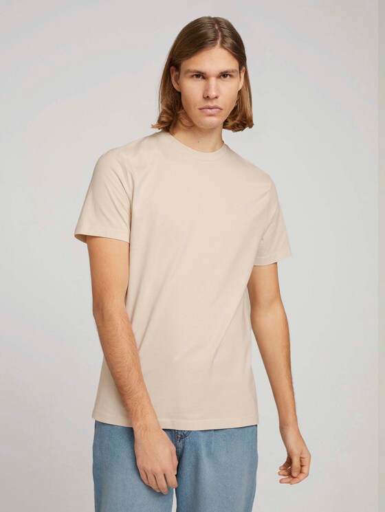 Basic T-Shirt aus Baumwolle - Männer - light almond Basic T-Shirt aus Baumwolle - Männer - light almond - 1 - TOM TAILOR Denim