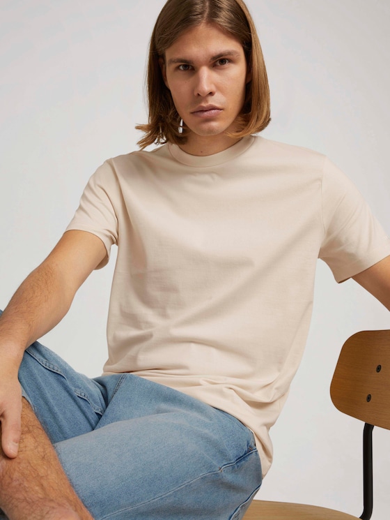 Basic T-Shirt aus Baumwolle - Männer - light almond Basic T-Shirt aus Baumwolle - Männer - light almond - 5 - TOM TAILOR Denim