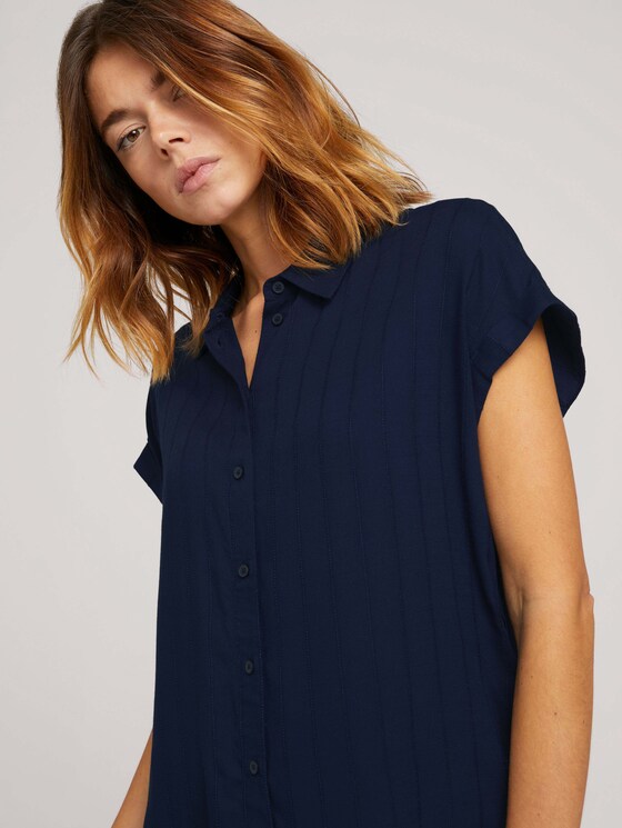 Kurzarm Hemdbluse mit Streifenstruktur - Frauen - Sky Captain Blue Kurzarm Hemdbluse mit Streifenstruktur - Frauen - Sky Captain Blue - 9 - TOM TAILOR Denim