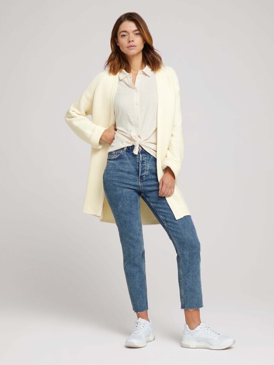 Kurzarm Hemdbluse mit Streifenstruktur - Frauen - soft creme beige Kurzarm Hemdbluse mit Streifenstruktur - Frauen - soft creme beige - 3 - TOM TAILOR Denim