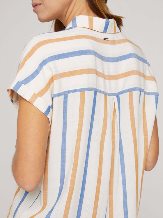 Kurzarm Hemdbluse mit Streifenstruktur - Frauen - creme yellow blue stripe Kurzarm Hemdbluse mit Streifenstruktur - Frauen - creme yellow blue stripe - 10 - TOM TAILOR Denim