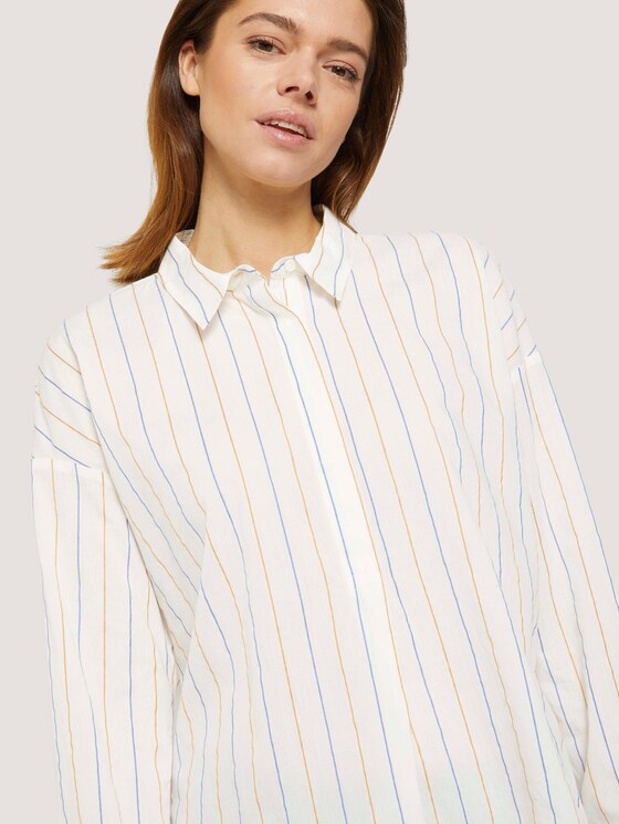 Gestreifte Tunika Bluse mit Bio-Baumwolle - Frauen - small creme blue yellow stripe Gestreifte Tunika Bluse mit Bio-Baumwolle - Frauen - small creme blue yellow stripe - 10 - TOM TAILOR Denim