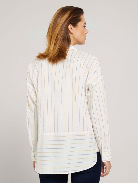 Gestreifte Tunika Bluse mit Bio-Baumwolle - Frauen - small creme blue yellow stripe Gestreifte Tunika Bluse mit Bio-Baumwolle - Frauen - small creme blue yellow stripe - 2 - TOM TAILOR Denim