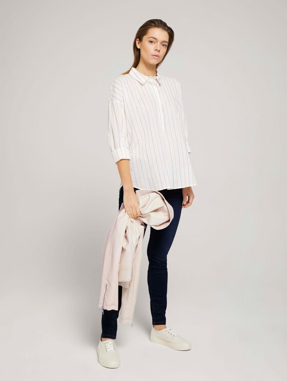 Gestreifte Tunika Bluse mit Bio-Baumwolle - Frauen - small creme blue yellow stripe Gestreifte Tunika Bluse mit Bio-Baumwolle - Frauen - small creme blue yellow stripe - 3 - TOM TAILOR Denim