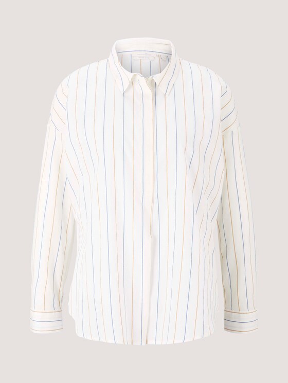 Gestreifte Tunika Bluse mit Bio-Baumwolle - Frauen - small creme blue yellow stripe Gestreifte Tunika Bluse mit Bio-Baumwolle - Frauen - small creme blue yellow stripe - 7 - TOM TAILOR Denim