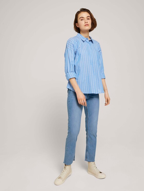 Gestreifte Tunika Bluse mit Bio-Baumwolle - Frauen - mid blue small white stripe Gestreifte Tunika Bluse mit Bio-Baumwolle - Frauen - mid blue small white stripe - 3 - TOM TAILOR Denim