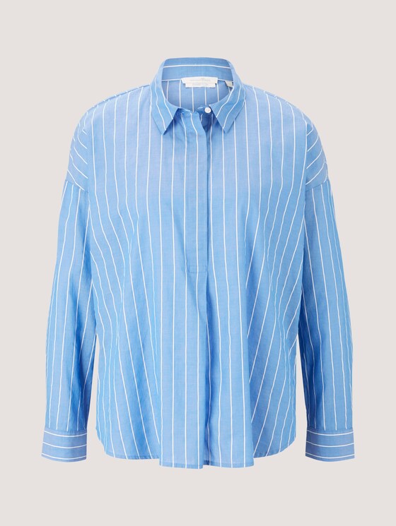Gestreifte Tunika Bluse mit Bio-Baumwolle - Frauen - mid blue small white stripe Gestreifte Tunika Bluse mit Bio-Baumwolle - Frauen - mid blue small white stripe - 7 - TOM TAILOR Denim
