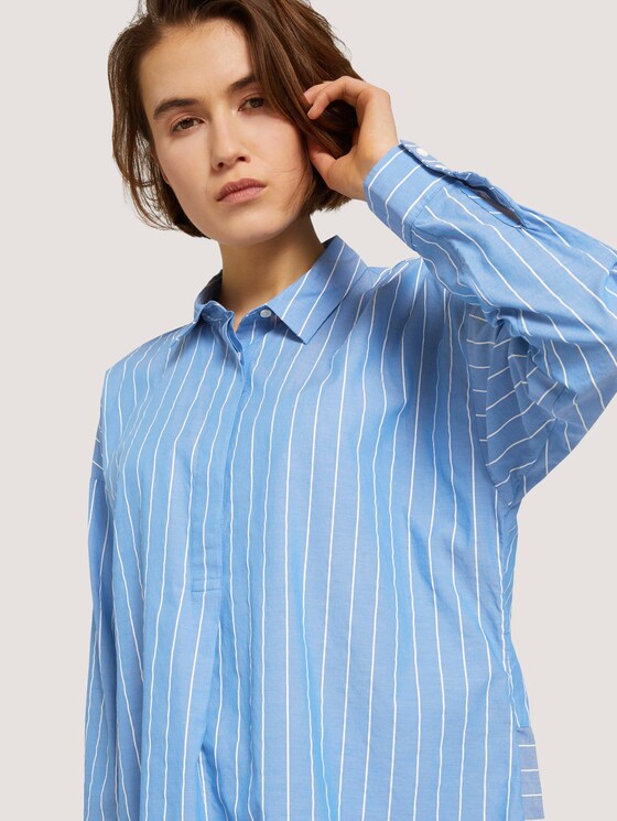 Gestreifte Tunika Bluse mit Bio-Baumwolle - Frauen - mid blue small white stripe Gestreifte Tunika Bluse mit Bio-Baumwolle - Frauen - mid blue small white stripe - 9 - TOM TAILOR Denim