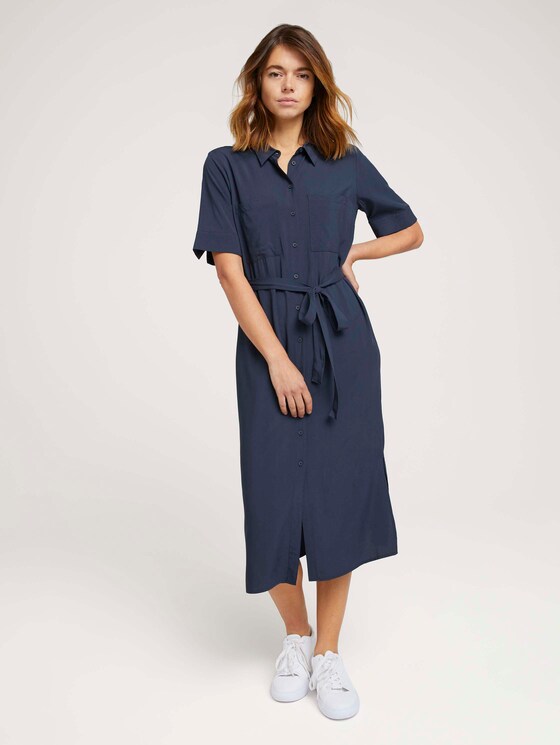 Midi Blusenkleid mit LENZING™ ECOVERO™ - Frauen - Sky Captain Blue Midi Blusenkleid mit LENZING™ ECOVERO™ - Frauen - Sky Captain Blue - 1 - TOM TAILOR Denim