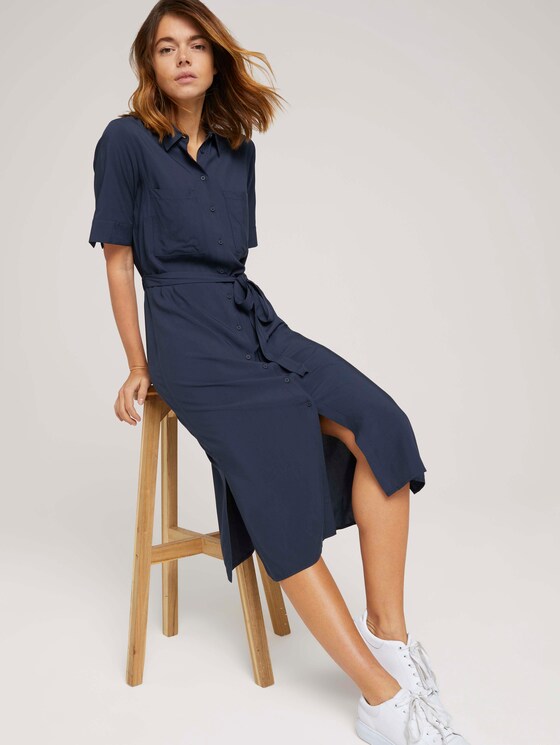 Midi Blusenkleid mit LENZING™ ECOVERO™ - Frauen - Sky Captain Blue Midi Blusenkleid mit LENZING™ ECOVERO™ - Frauen - Sky Captain Blue - 5 - TOM TAILOR Denim