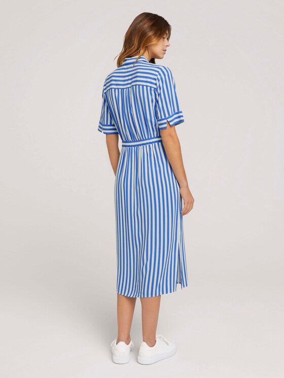 Midi Blusenkleid mit LENZING™ ECOVERO™ - Frauen - mid blue white stripe Midi Blusenkleid mit LENZING™ ECOVERO™ - Frauen - mid blue white stripe - 2 - TOM TAILOR Denim