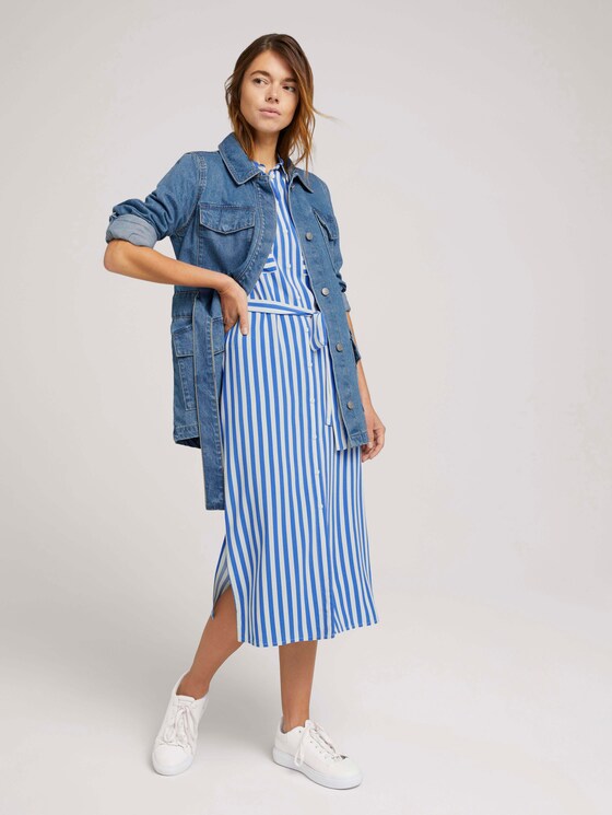 Midi Blusenkleid mit LENZING™ ECOVERO™ - Frauen - mid blue white stripe Midi Blusenkleid mit LENZING™ ECOVERO™ - Frauen - mid blue white stripe - 3 - TOM TAILOR Denim