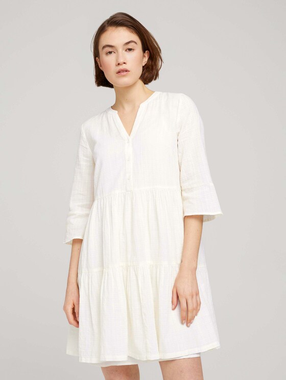 Babydoll Minikleid mit Bio-Baumwolle - Frauen - Gardenia White Babydoll Minikleid mit Bio-Baumwolle - Frauen - Gardenia White - 1 - TOM TAILOR Denim