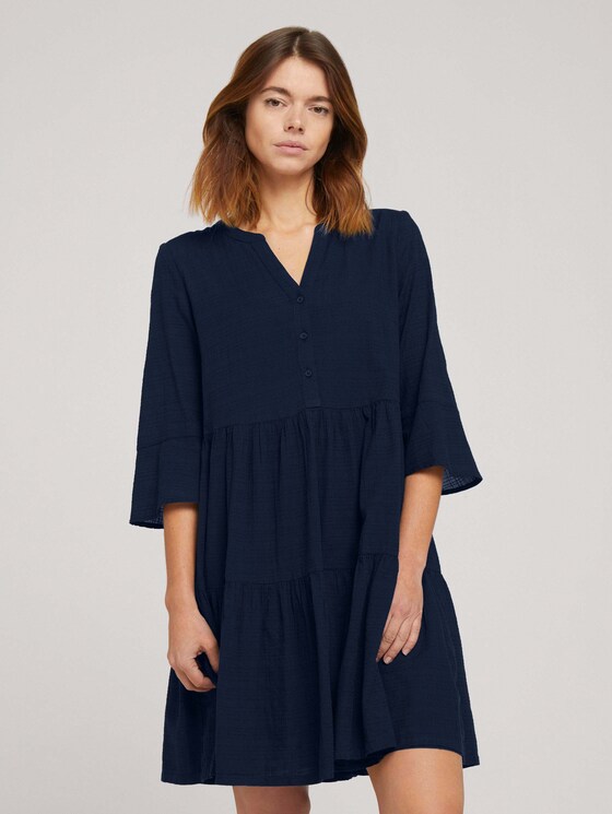 Babydoll Minikleid mit Bio-Baumwolle - Frauen - Sky Captain Blue Babydoll Minikleid mit Bio-Baumwolle - Frauen - Sky Captain Blue - 1 - TOM TAILOR Denim