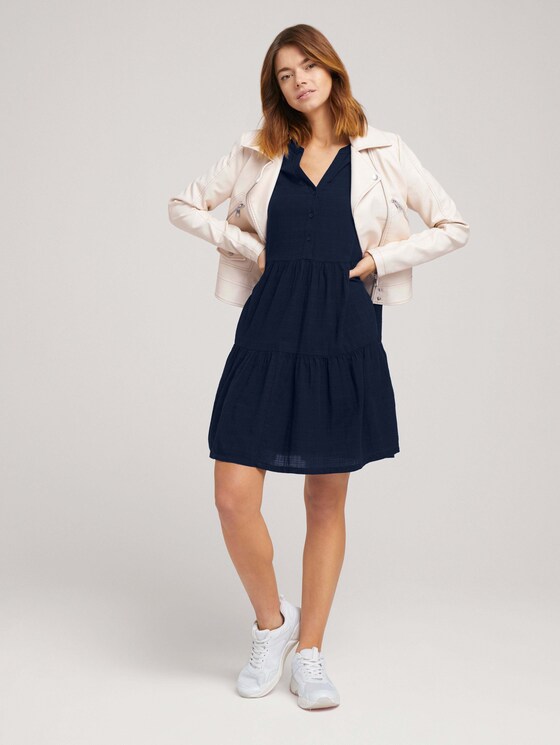 Babydoll Minikleid mit Bio-Baumwolle - Frauen - Sky Captain Blue Babydoll Minikleid mit Bio-Baumwolle - Frauen - Sky Captain Blue - 3 - TOM TAILOR Denim