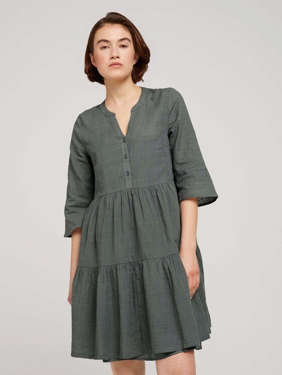 Babydoll Minikleid mit Bio-Baumwolle - Frauen - dusty pine green Babydoll Minikleid mit Bio-Baumwolle - Frauen - dusty pine green - 1 - TOM TAILOR Denim