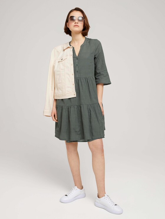 Babydoll Minikleid mit Bio-Baumwolle - Frauen - dusty pine green Babydoll Minikleid mit Bio-Baumwolle - Frauen - dusty pine green - 3 - TOM TAILOR Denim