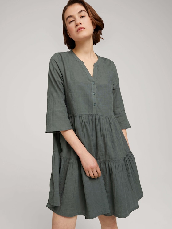 Babydoll Minikleid mit Bio-Baumwolle - Frauen - dusty pine green Babydoll Minikleid mit Bio-Baumwolle - Frauen - dusty pine green - 5 - TOM TAILOR Denim