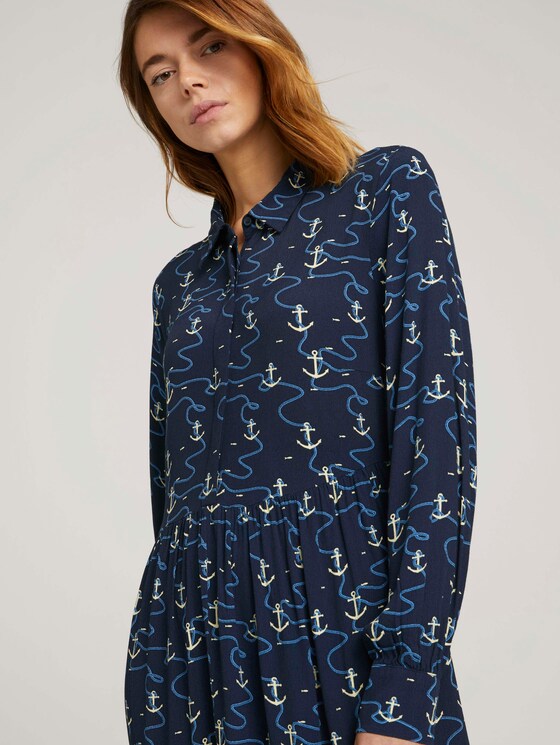 Gemustertes Blusenkleid mit Volants - Frauen - navy anchor print Gemustertes Blusenkleid mit Volants - Frauen - navy anchor print - 10 - TOM TAILOR Denim