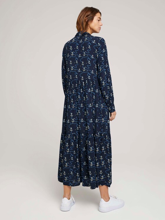 Gemustertes Blusenkleid mit Volants - Frauen - navy anchor print Gemustertes Blusenkleid mit Volants - Frauen - navy anchor print - 2 - TOM TAILOR Denim