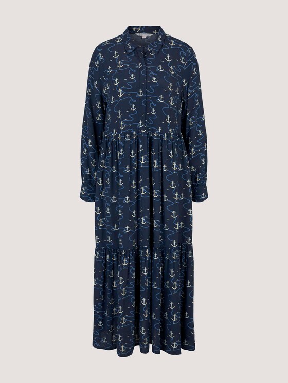 Gemustertes Blusenkleid mit Volants - Frauen - navy anchor print Gemustertes Blusenkleid mit Volants - Frauen - navy anchor print - 7 - TOM TAILOR Denim