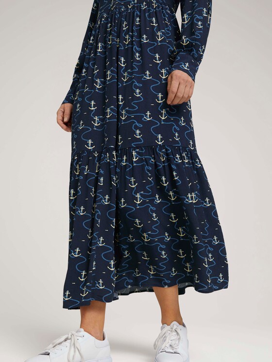 Gemustertes Blusenkleid mit Volants - Frauen - navy anchor print Gemustertes Blusenkleid mit Volants - Frauen - navy anchor print - 9 - TOM TAILOR Denim