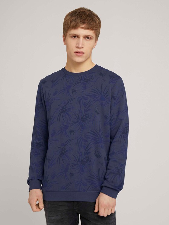 gemustertes Sweatshirt - Männer - navy blue thistle print gemustertes Sweatshirt - Männer - navy blue thistle print - 1 - TOM TAILOR Denim