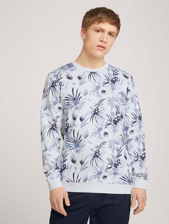 gemustertes Sweatshirt - Männer - white navy thistle print gemustertes Sweatshirt - Männer - white navy thistle print - 1 - TOM TAILOR Denim