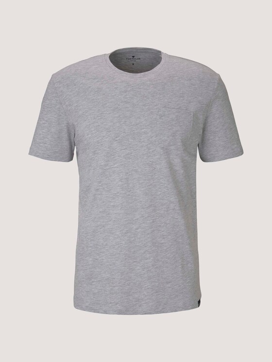 Basic T-Shirt - Männer - Light Stone Grey Melange Basic T-Shirt - Männer - Light Stone Grey Melange - 7 - TOM TAILOR
