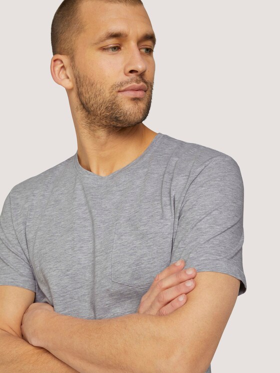 Basic T-Shirt - Männer - Light Stone Grey Melange Basic T-Shirt - Männer - Light Stone Grey Melange - 9 - TOM TAILOR