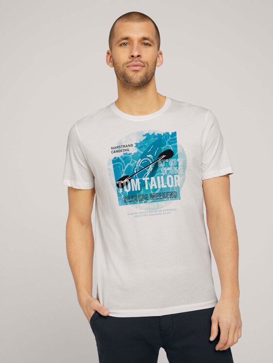 T-Shirt mit Print - Männer - Off White T-Shirt mit Print - Männer - Off White - 1 - TOM TAILOR