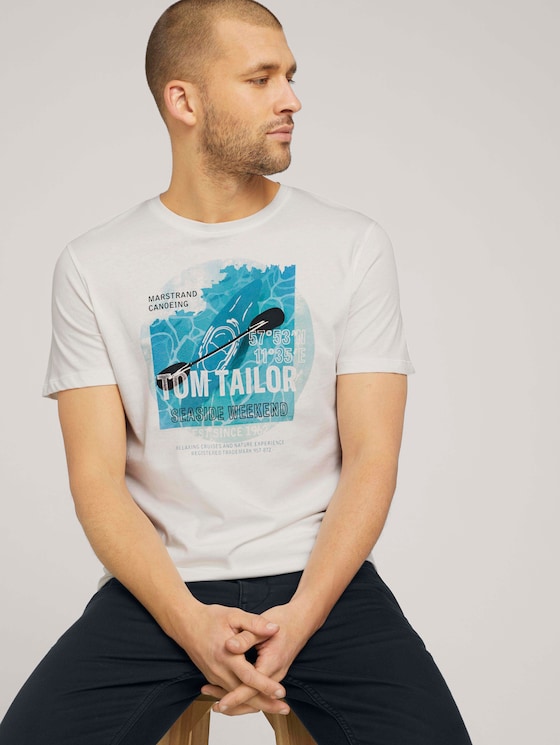 T-Shirt mit Print - Männer - Off White T-Shirt mit Print - Männer - Off White - 5 - TOM TAILOR