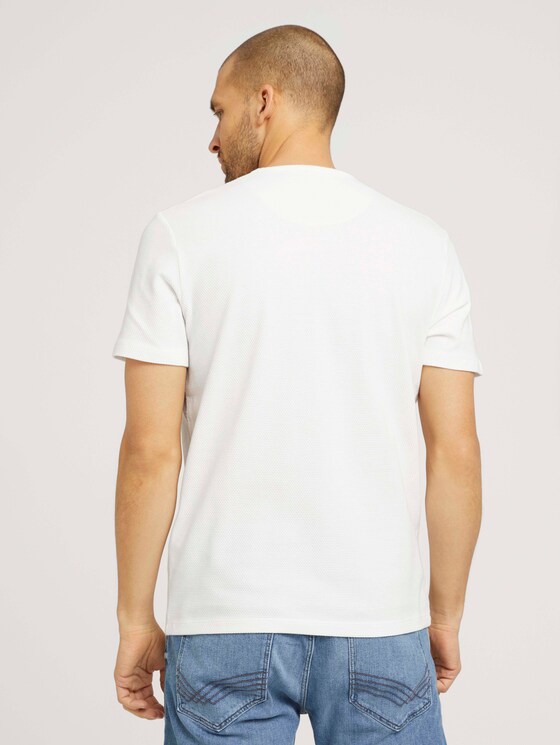 strukturiertes T-Shirt mit Bio-Baumwolle - Männer - Off White strukturiertes T-Shirt mit Bio-Baumwolle - Männer - Off White - 2 - TOM TAILOR