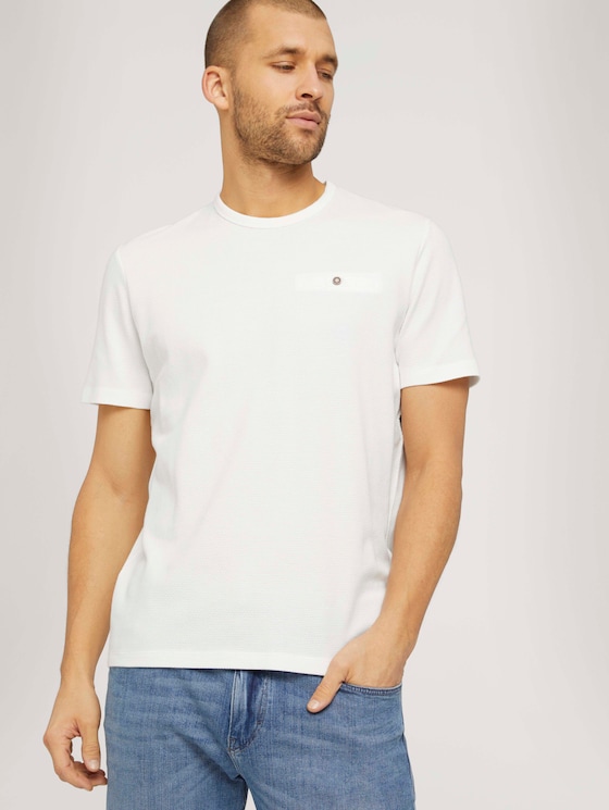 strukturiertes T-Shirt mit Bio-Baumwolle - Männer - Off White strukturiertes T-Shirt mit Bio-Baumwolle - Männer - Off White - 5 - TOM TAILOR