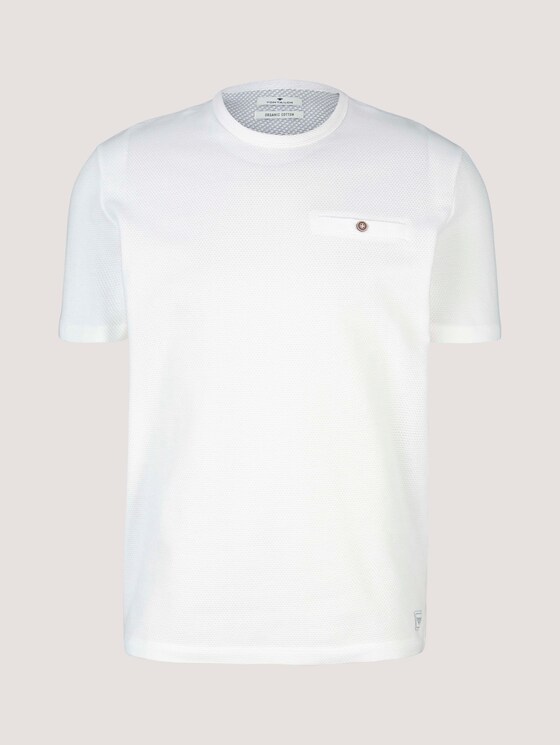 strukturiertes T-Shirt mit Bio-Baumwolle - Männer - Off White strukturiertes T-Shirt mit Bio-Baumwolle - Männer - Off White - 7 - TOM TAILOR