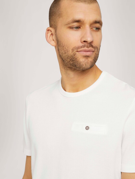 strukturiertes T-Shirt mit Bio-Baumwolle - Männer - Off White strukturiertes T-Shirt mit Bio-Baumwolle - Männer - Off White - 9 - TOM TAILOR
