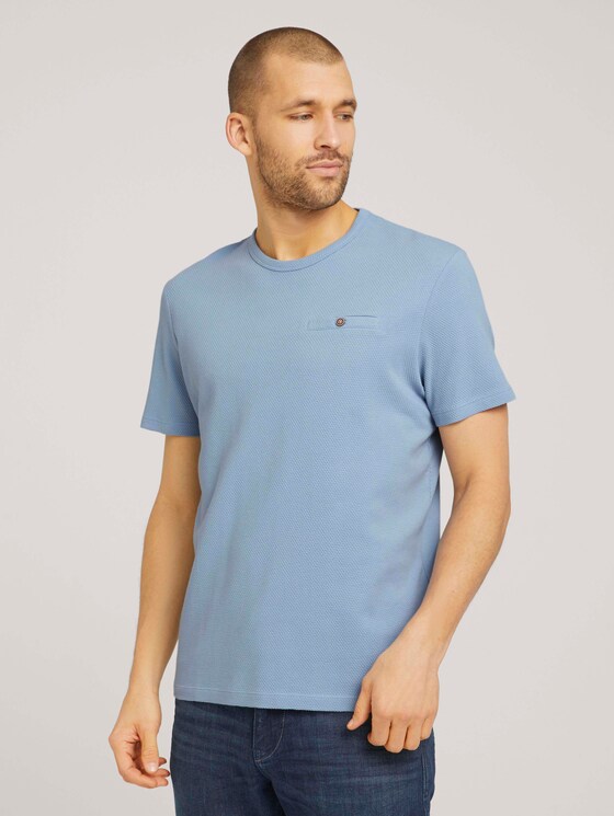 strukturiertes T-Shirt mit Bio-Baumwolle - Männer - Yonder Blue strukturiertes T-Shirt mit Bio-Baumwolle - Männer - Yonder Blue - 1 - TOM TAILOR