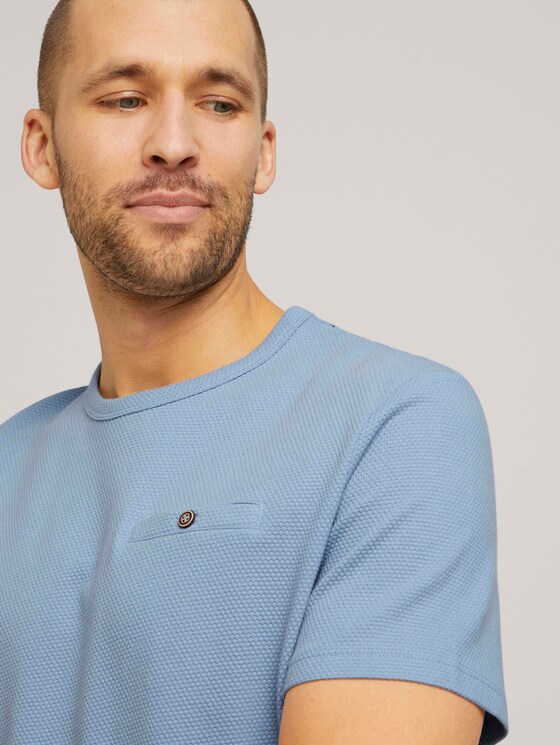 strukturiertes T-Shirt mit Bio-Baumwolle - Männer - Yonder Blue strukturiertes T-Shirt mit Bio-Baumwolle - Männer - Yonder Blue - 9 - TOM TAILOR
