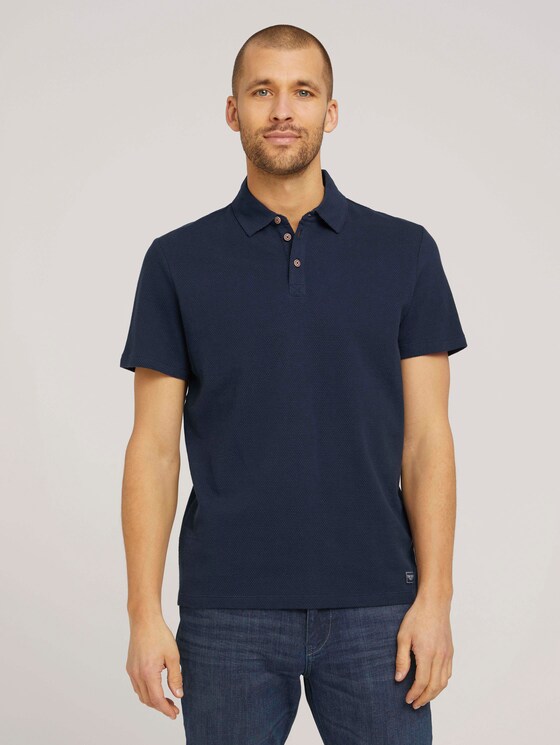 strukturiertes Poloshirt mit Bio-Baumwolle - Männer - Dark Blue strukturiertes Poloshirt mit Bio-Baumwolle - Männer - Dark Blue - 1 - TOM TAILOR