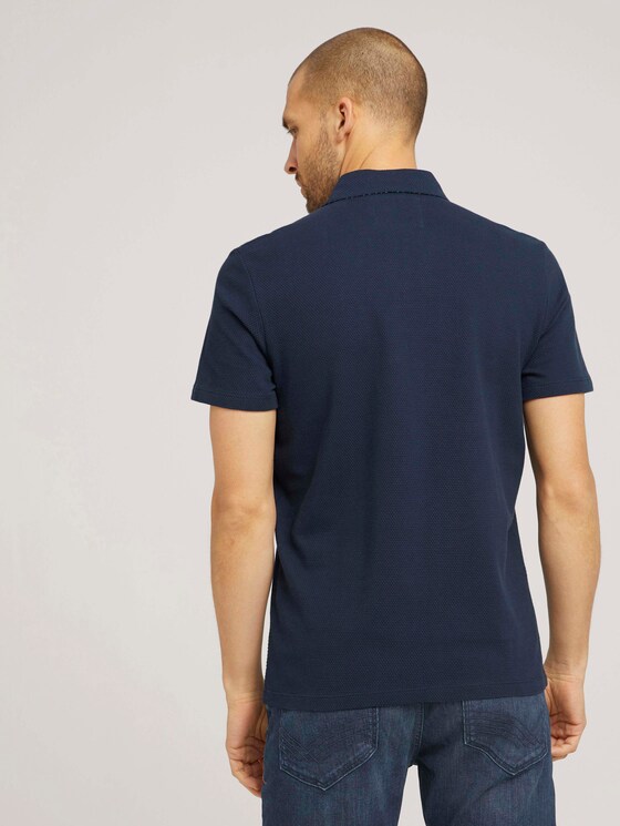 strukturiertes Poloshirt mit Bio-Baumwolle - Männer - Dark Blue strukturiertes Poloshirt mit Bio-Baumwolle - Männer - Dark Blue - 2 - TOM TAILOR