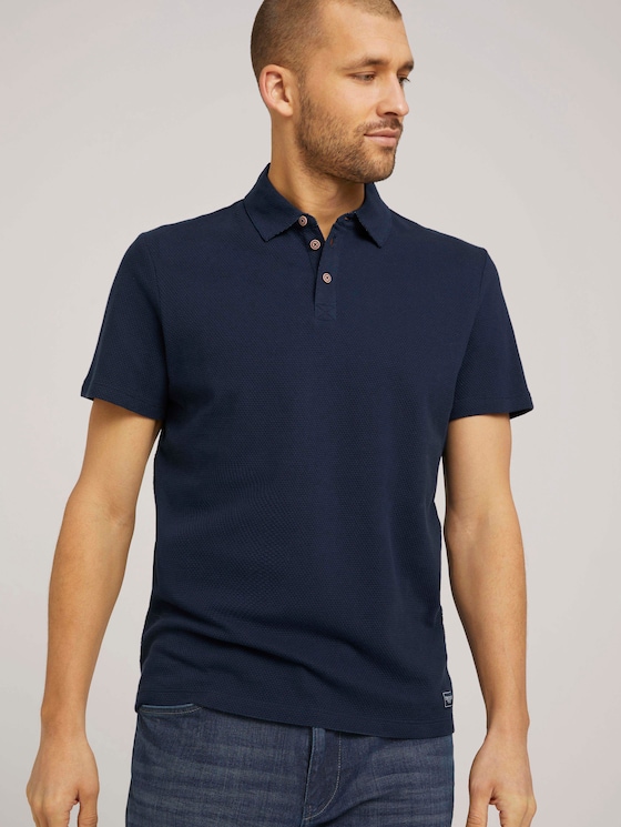 strukturiertes Poloshirt mit Bio-Baumwolle - Männer - Dark Blue strukturiertes Poloshirt mit Bio-Baumwolle - Männer - Dark Blue - 5 - TOM TAILOR